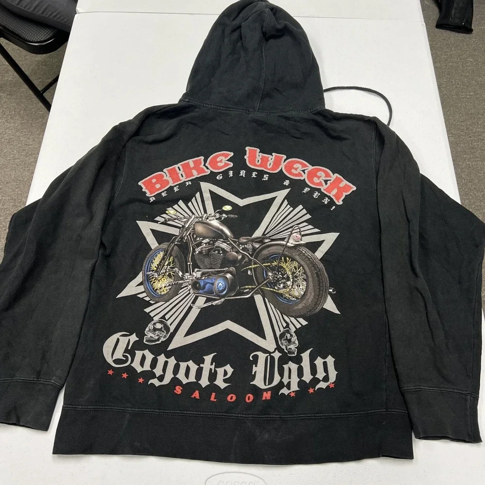 Coyote Ugly Saloon Zip Hoodie Mens Small Black Bike Week Denver Graphic C1